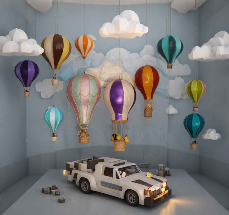 دکوراسیون با بالن های سه بعدی پاپیه ماشه شادیکادکور