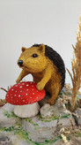 Custom 3D Maquette Hedgehog Fantasy با Base Rock ای و Mushroom Chubby for decoration