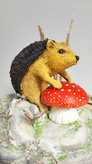 Custom 3D Maquette Hedgehog Fantasy با Base Rock ای و Mushroom Chubby for decoration
