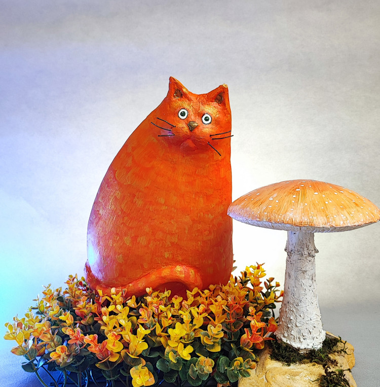 ماکت قارچ و ماکت گربه پاپیه ماشه